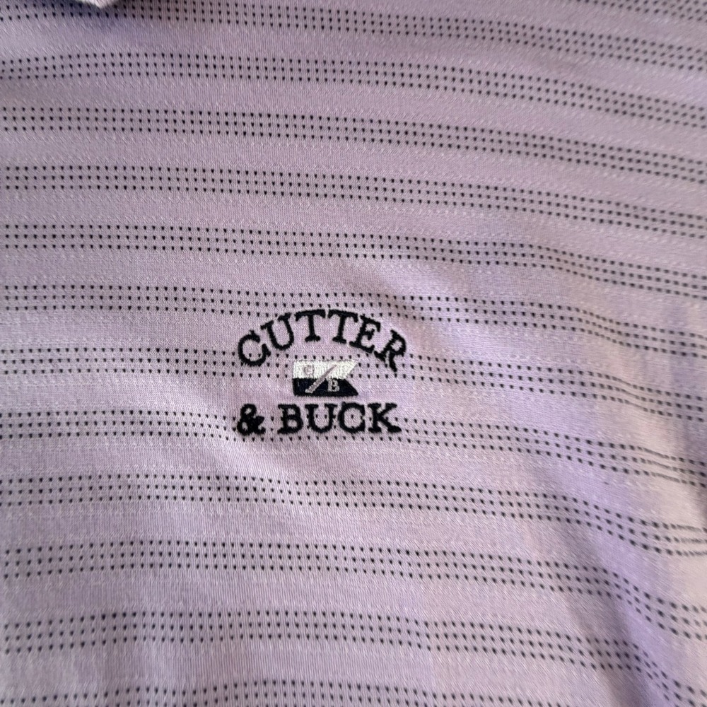 Cutter & Buck Men's XL Lavender Striped Short Sleeve Golf Polo Embroidered Logo - Picture 8 of 11